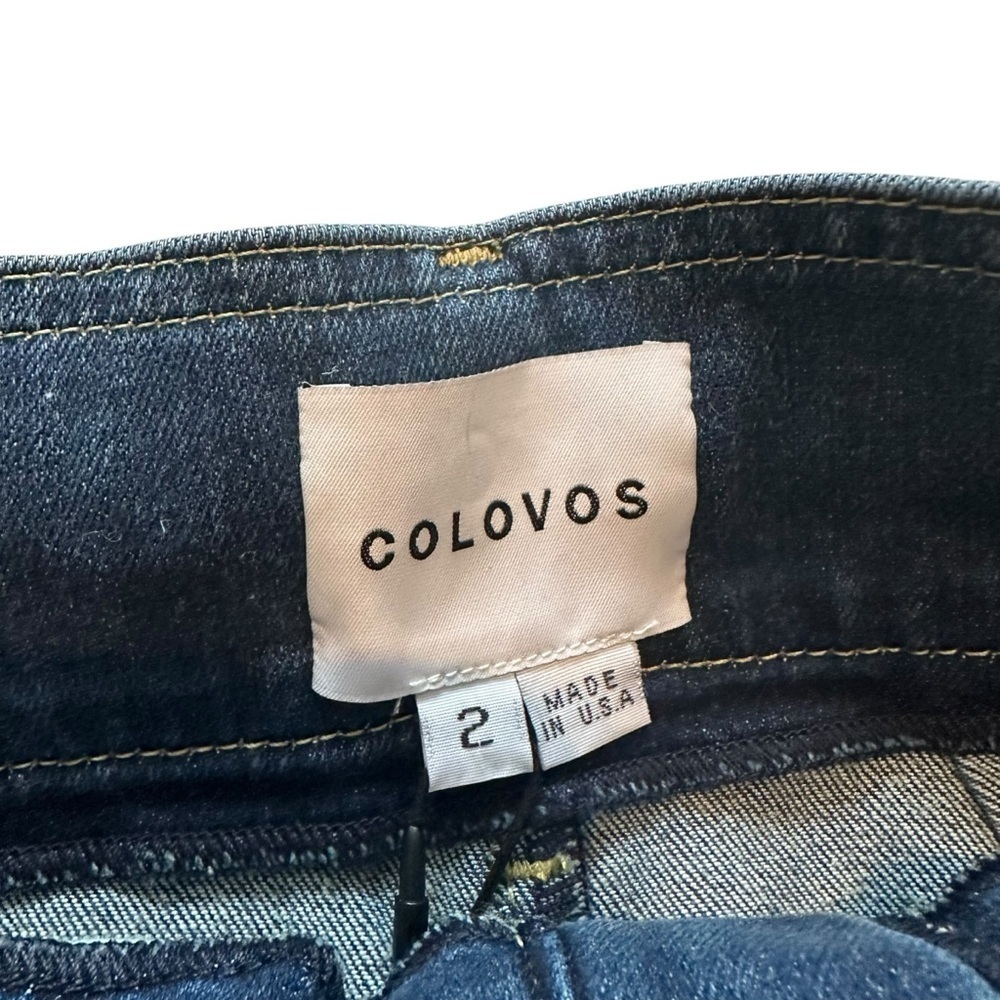 Colovos Jeans Buckle Waist Blue Denim Straight Barrel Leg Size 2 Extra Small New - Picture 8 of 9